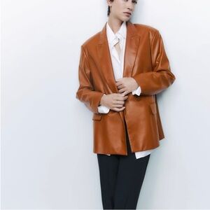 Zara faux leather oversized blazer